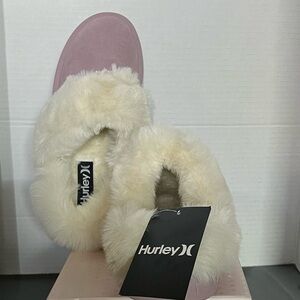 Hurley Pink and Cream Kids Slippers